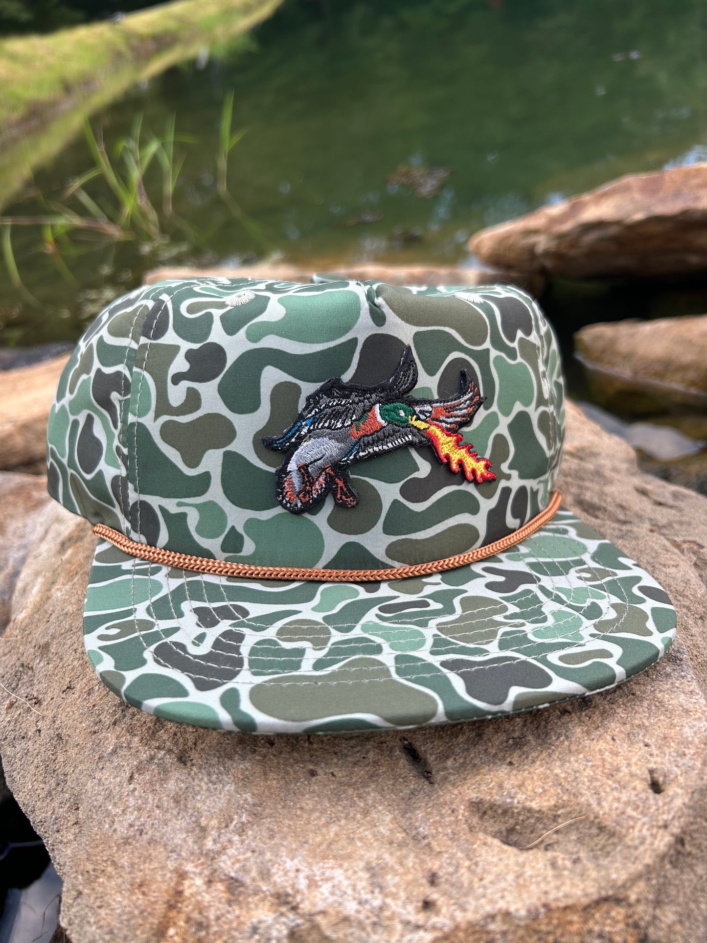 Fire Breathing Mallard Duck Camouflage snapback hat