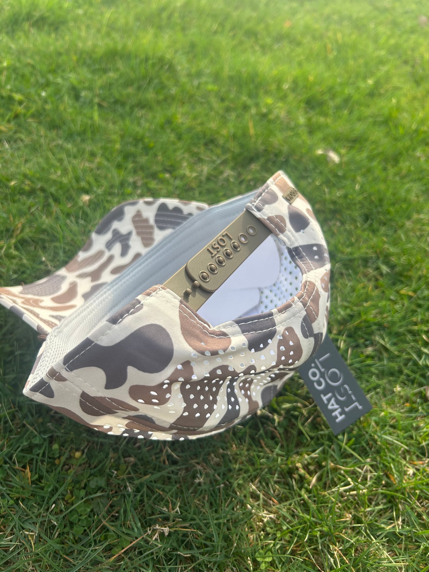 Banjo Brand Golf hat - light brown camo - performance perforated SnapBack