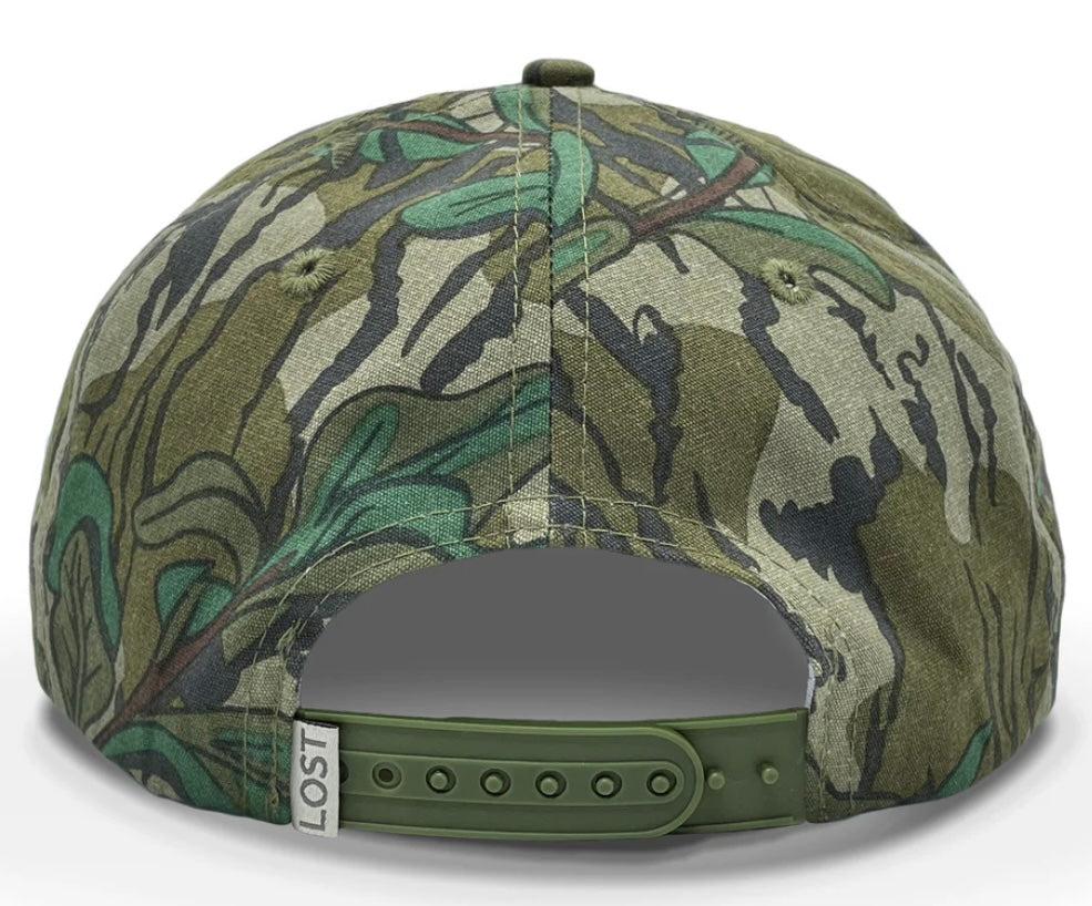 Mossy Oak green leaf Camo rope brim leather strap hat