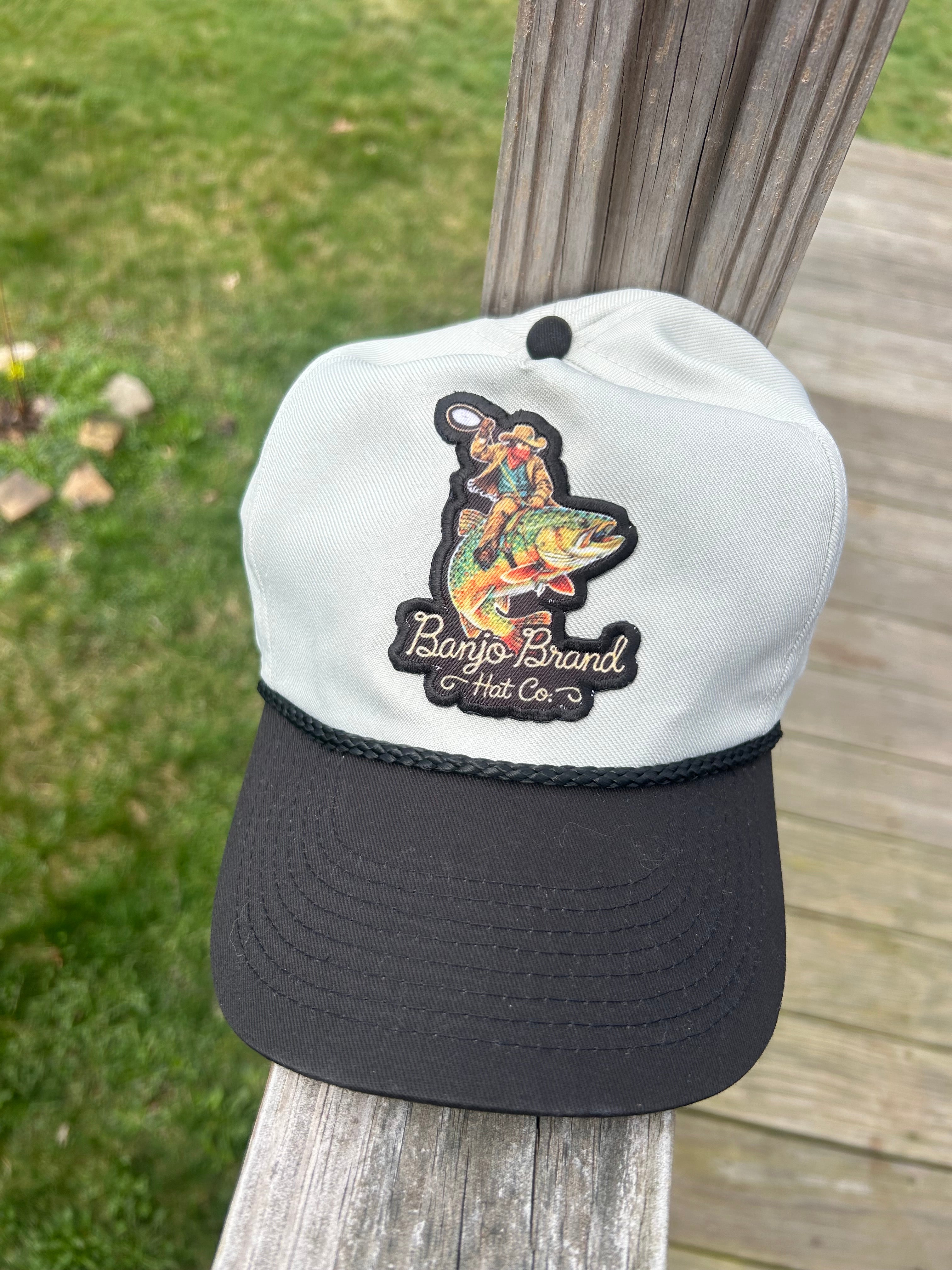 Trout fishing Cowboy gray/black rope brim SnapBack hat – BANJO BRAND ...