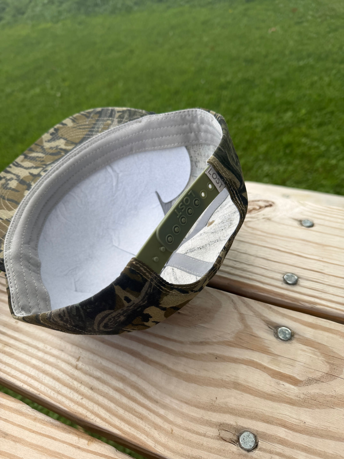 Banjo Cursive font mossyoak treestand camo SnapBack hat