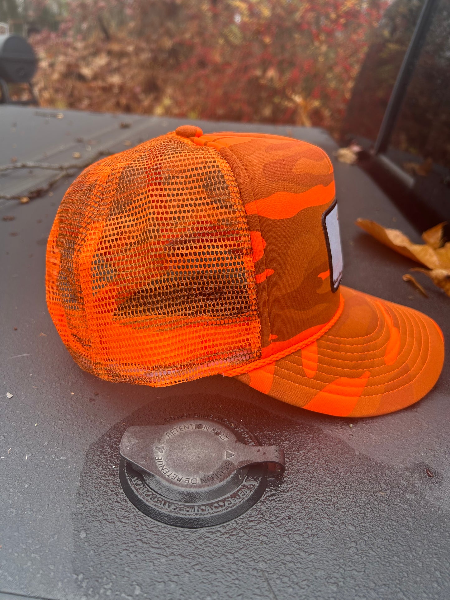 Blaze Orange Camo whitetail deer hat