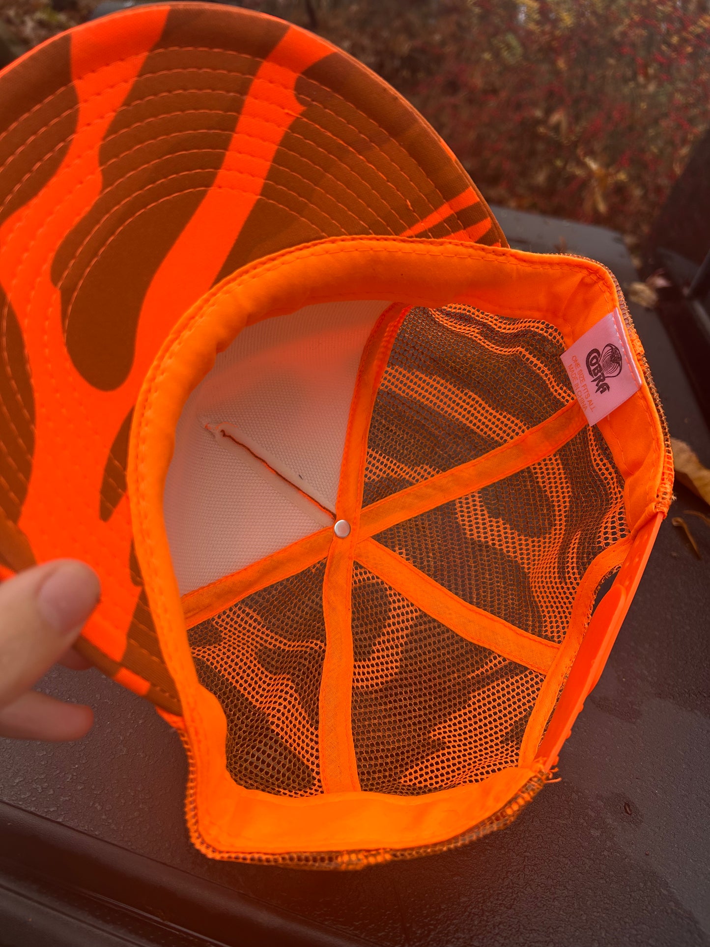 Blaze Orange Camo whitetail deer hat
