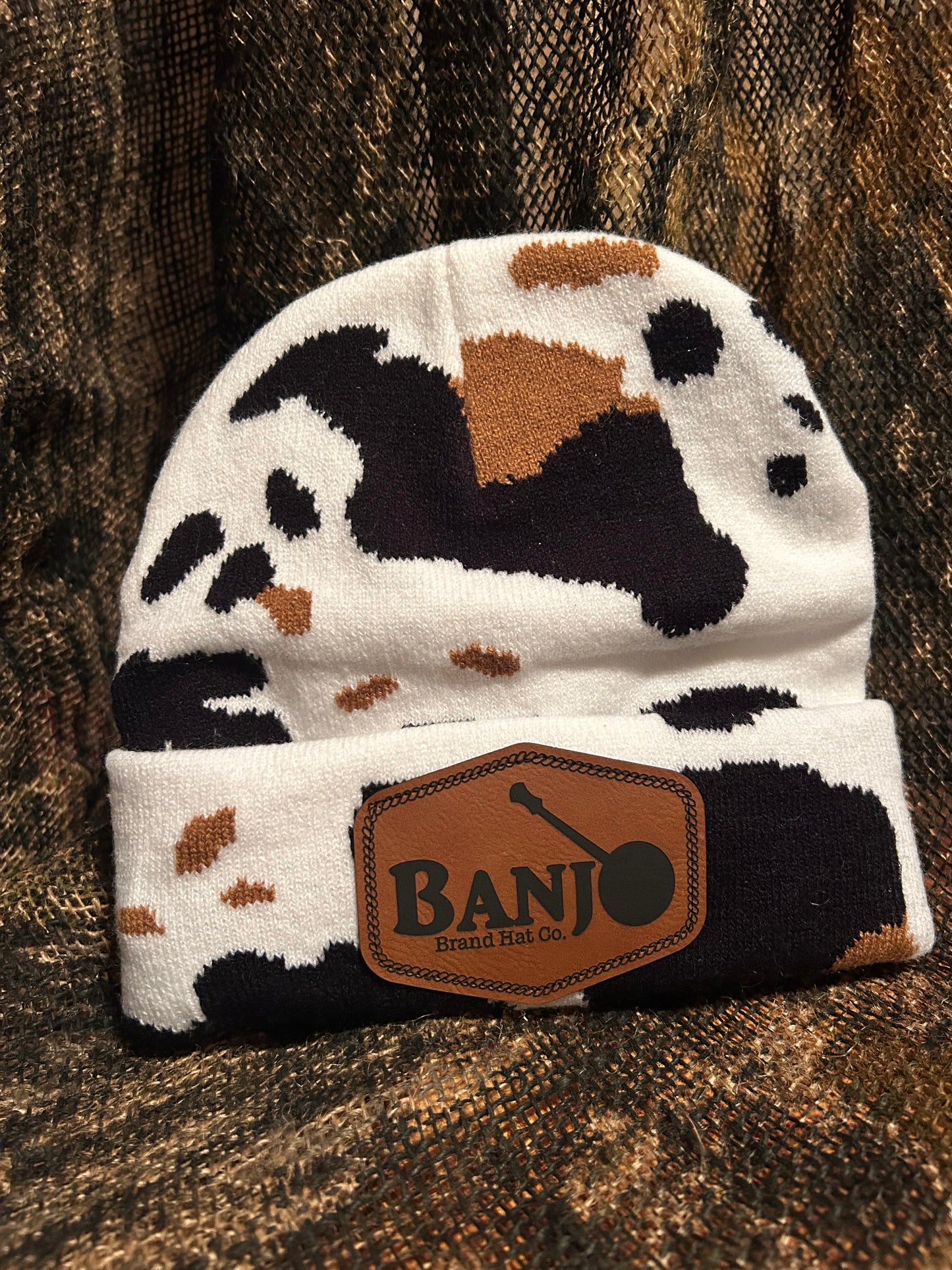 Cowprint Banjo Brand Beanie
