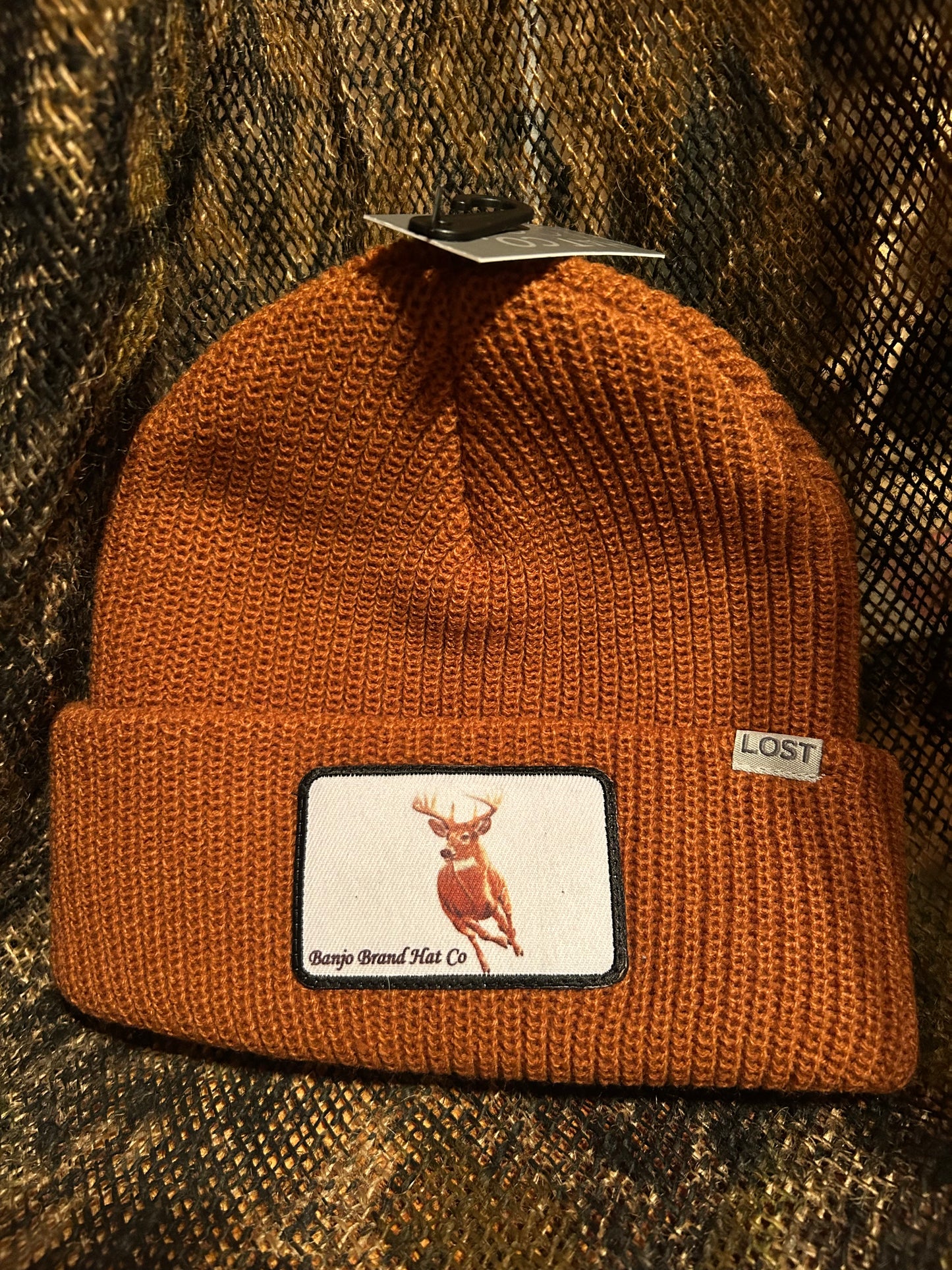 Whitetail deer rust orange beanie