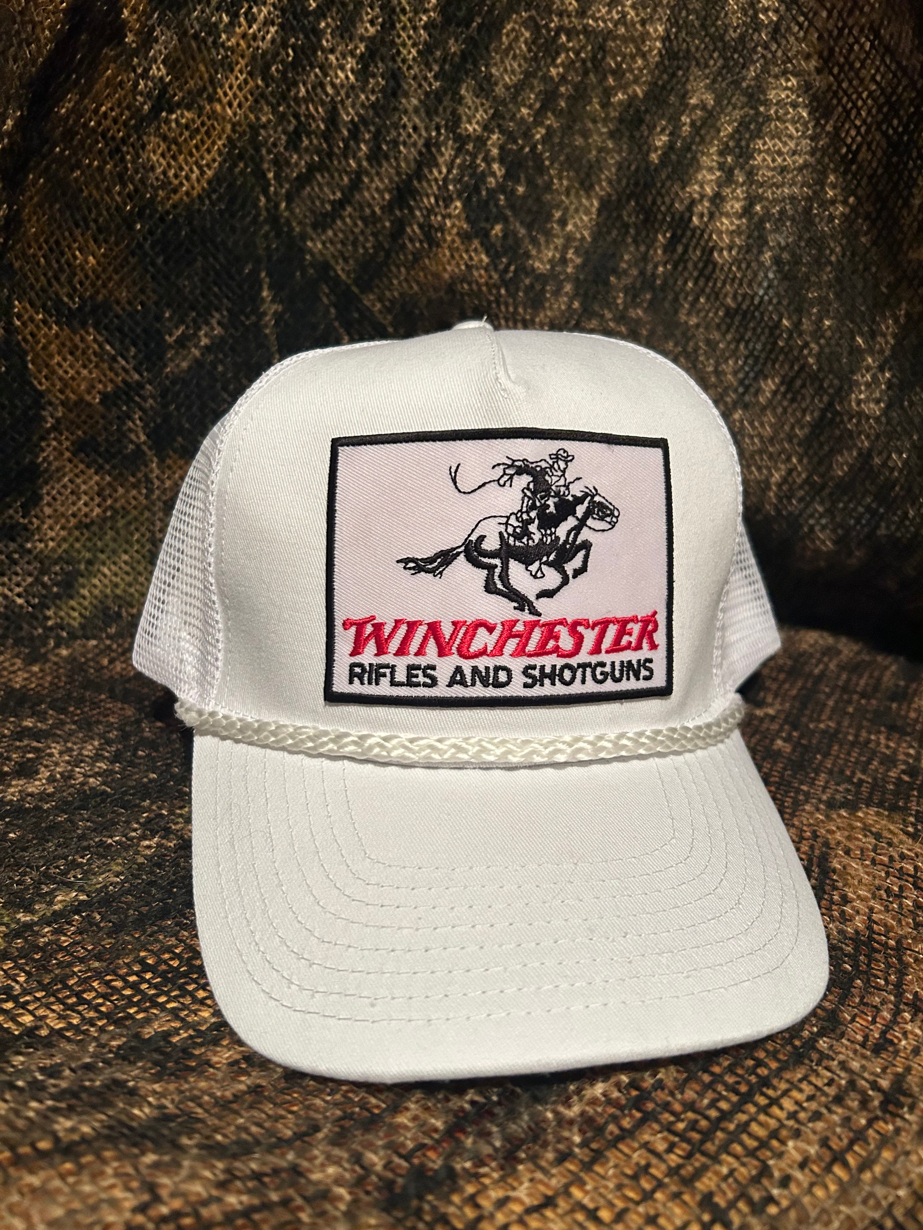 Winchester rifles shotguns all white trucker hat BANJO BRAND