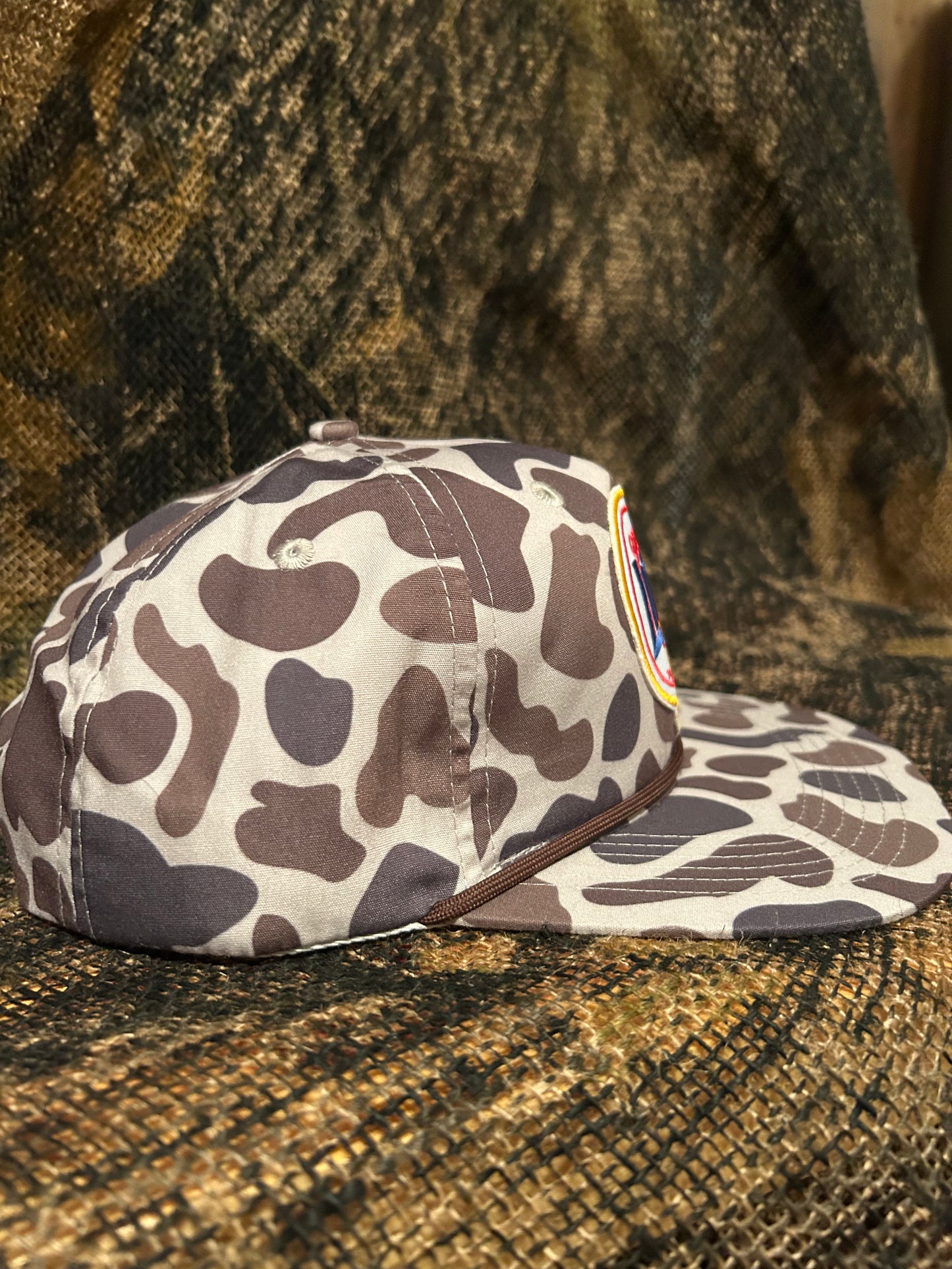 Miller Lite retro vintage brown Camo ropebrim SnapBack hat