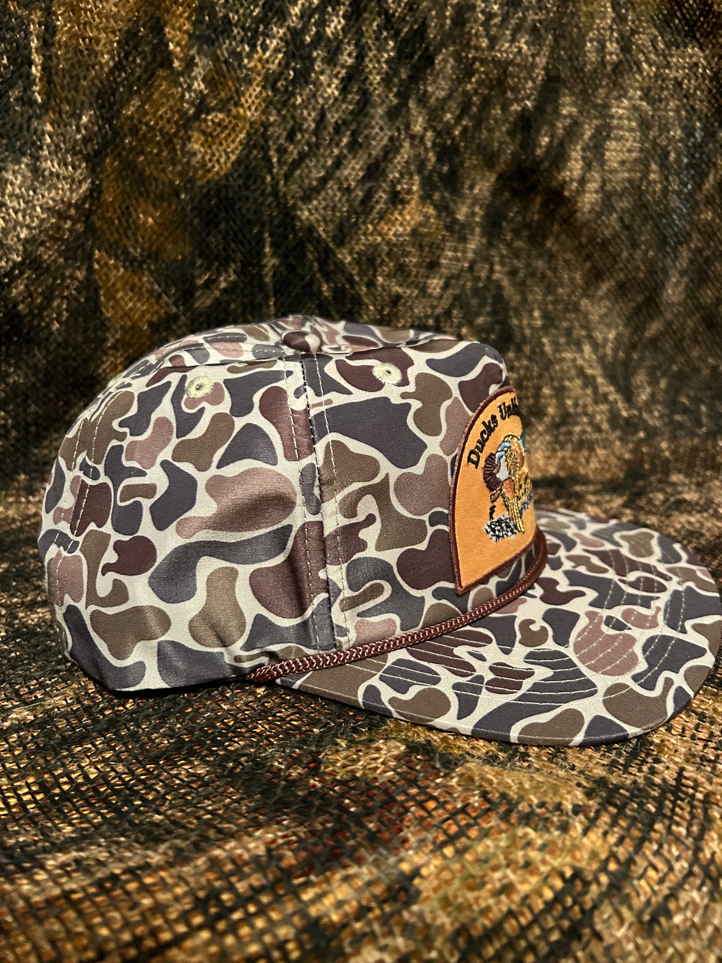 Ducks Unlimited bayou Camo ropebrim SnapBack hat