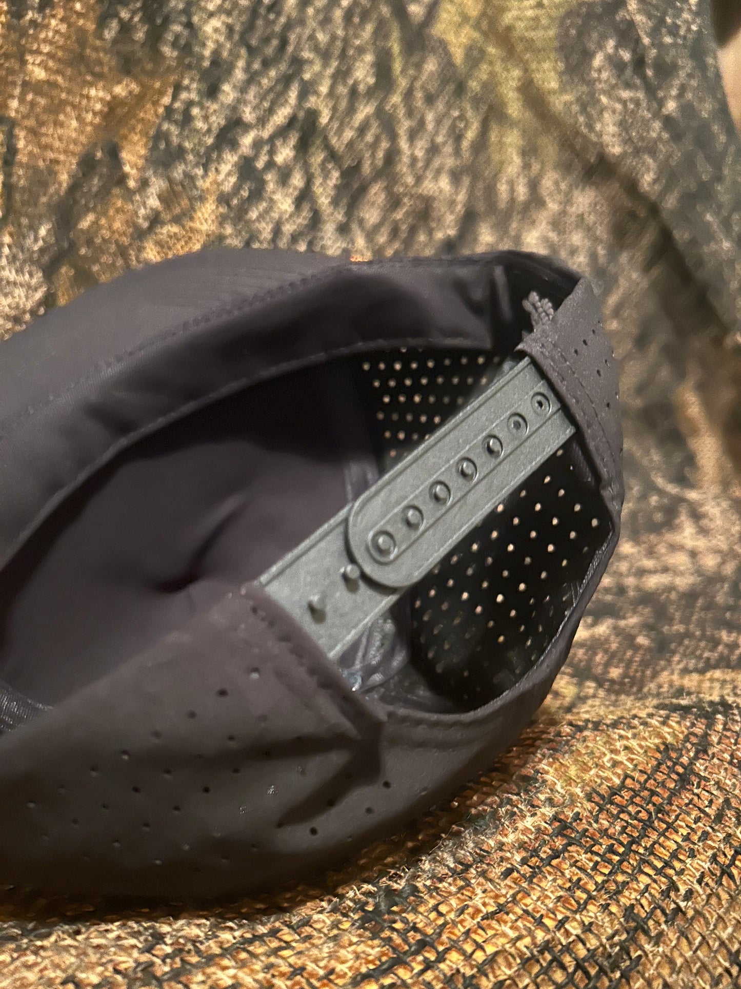 Black perforated ropebrim SnapBack hat