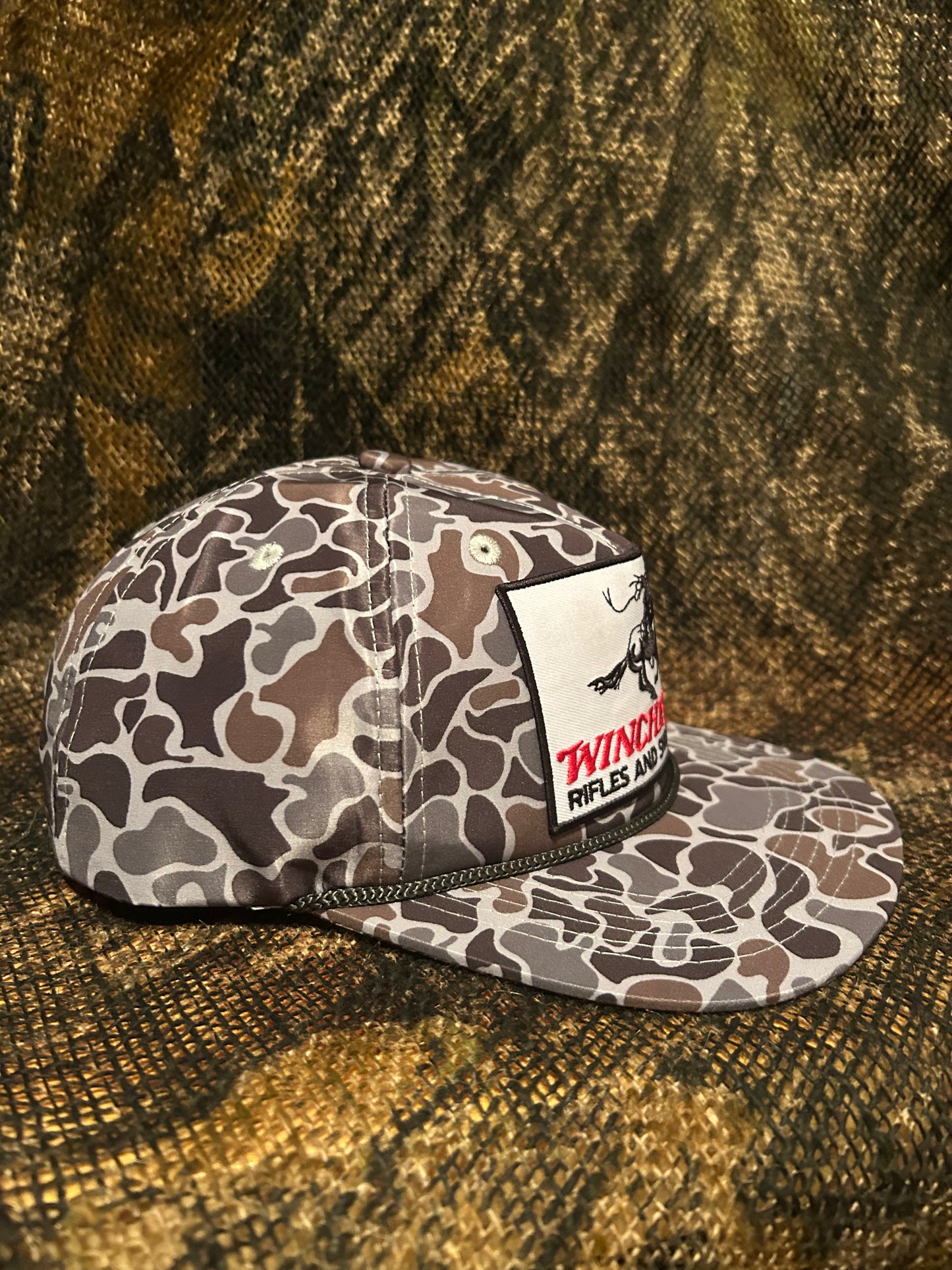 Winchester Rifles and Shotguns Smokeshow Camo ropebrim SnapBack hat