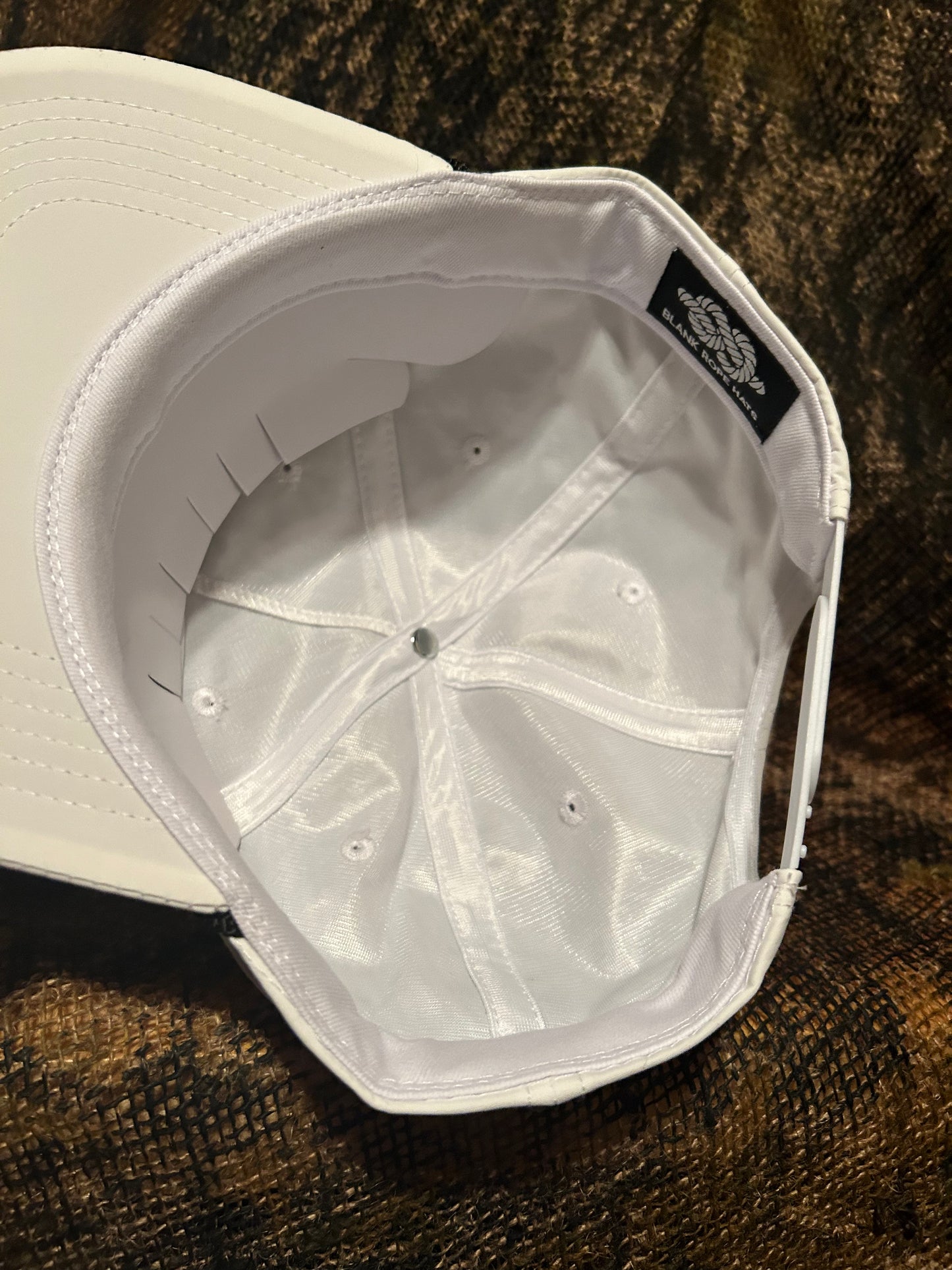 White Snapback with black rope-brim