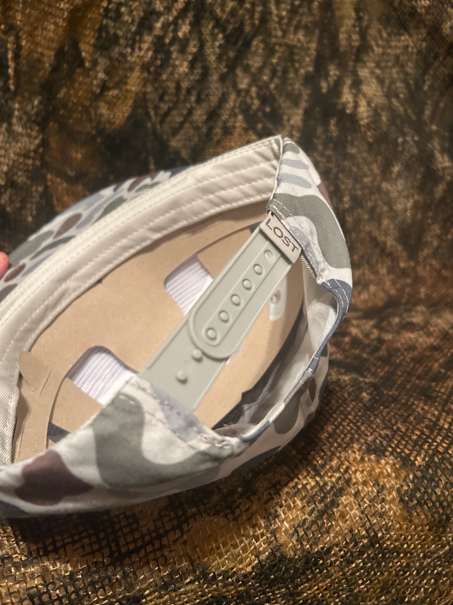 Busch Latte patch on a Camo ropebrim SnapBack