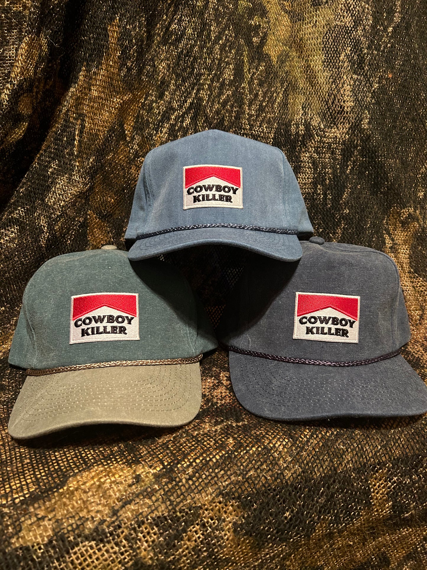 Cowboy killer patch on your choice of ropebrim SnapBack hat