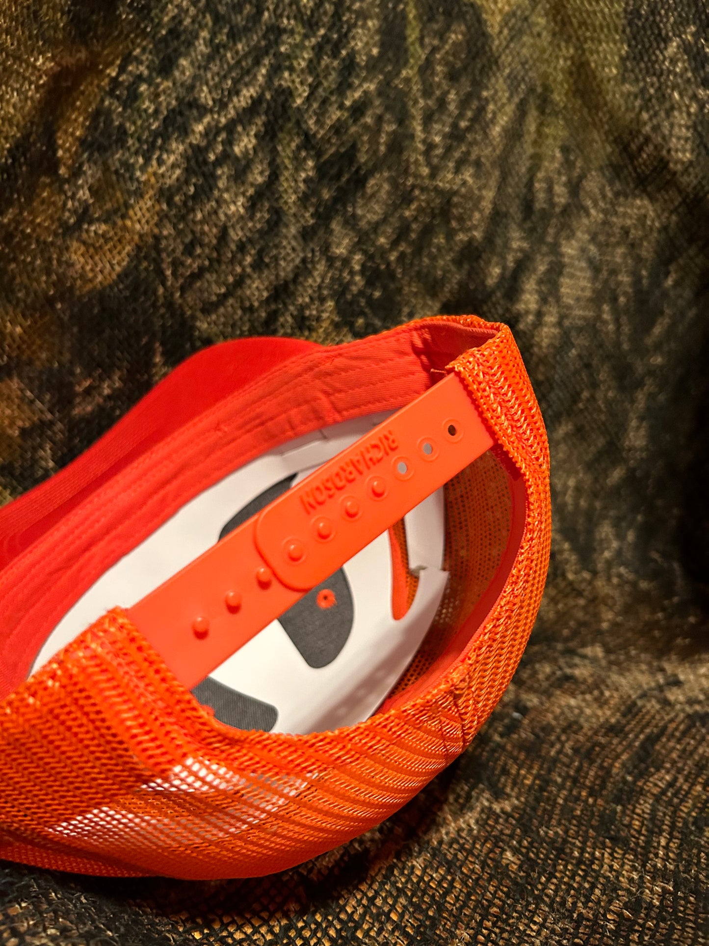 Pheasant patch on a Richardson 112 orange trucker