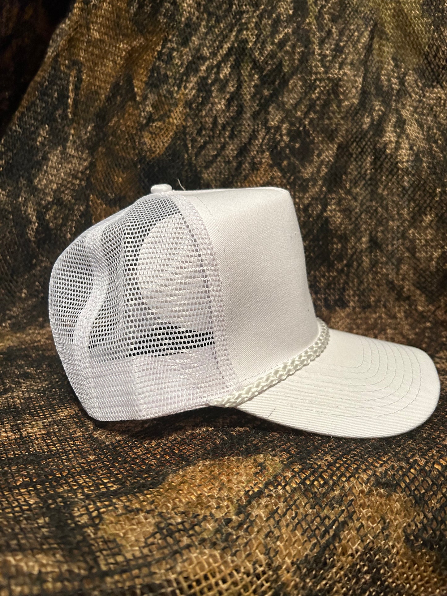 All White Rope Brim Snapback