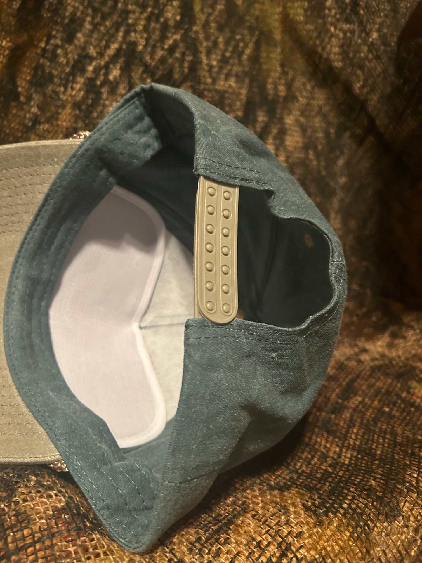 Busch Beer patch on a vintage moss green & tan rope brim snapback hat