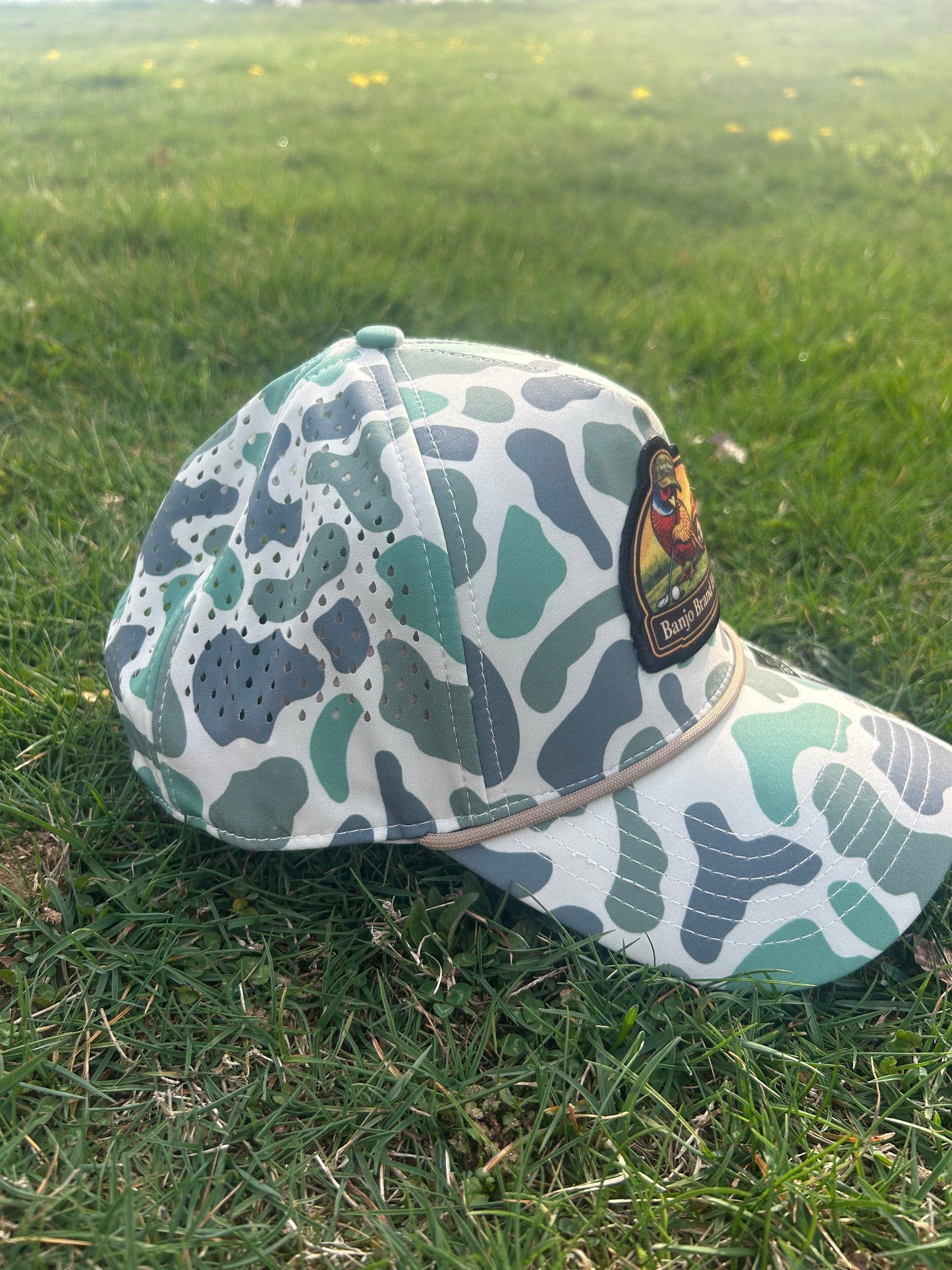 Banjo Brand Golf hat - green camo - performance perforated SnapBack
