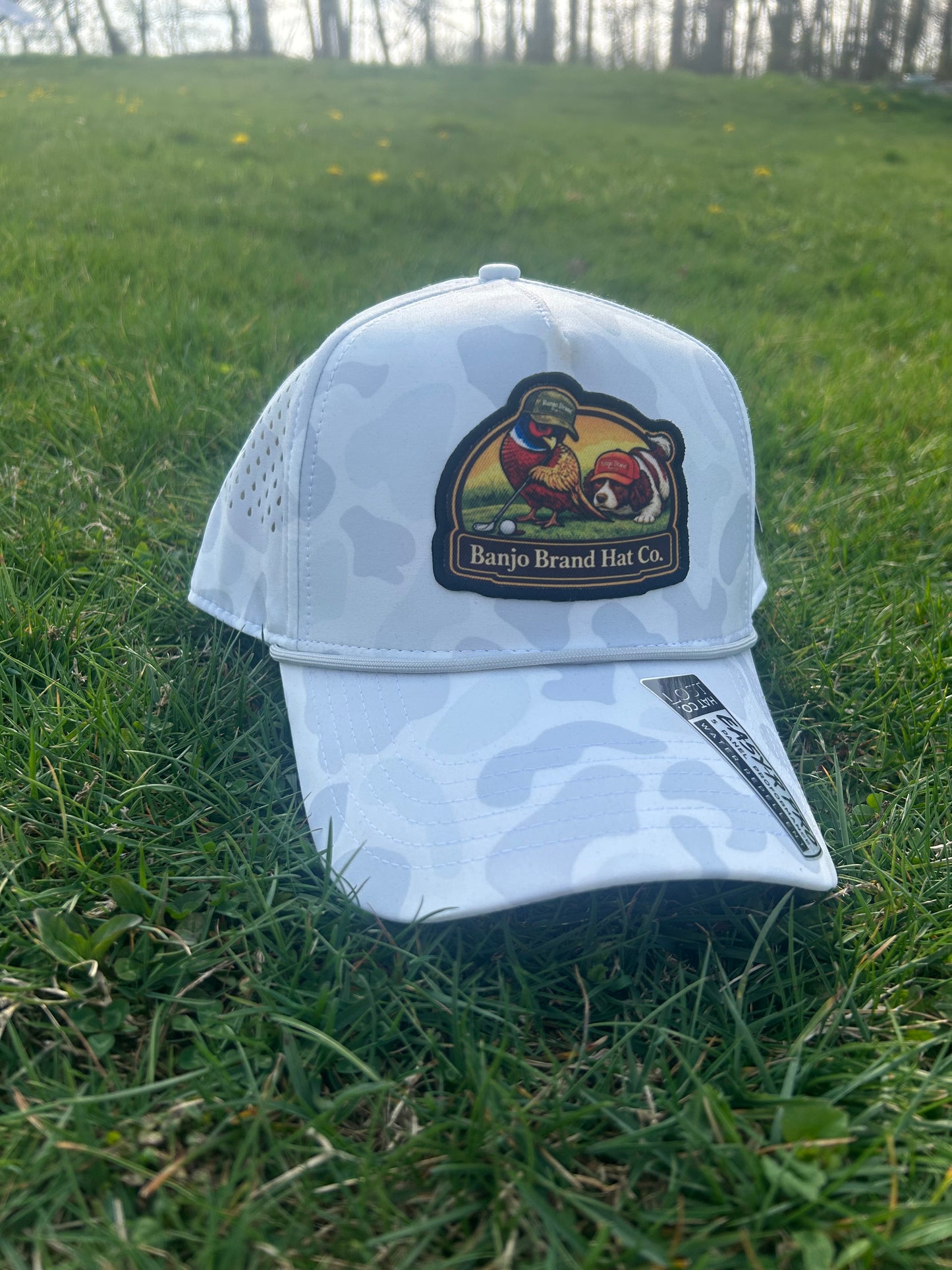 Banjo Brand Golf hat -  White Camo - performance perforated SnapBack