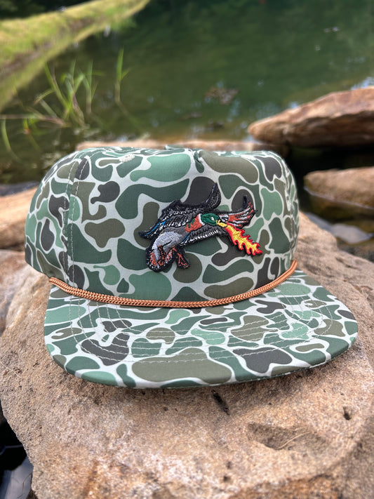 Fire Breathing Mallard Duck Camouflage snapback hat