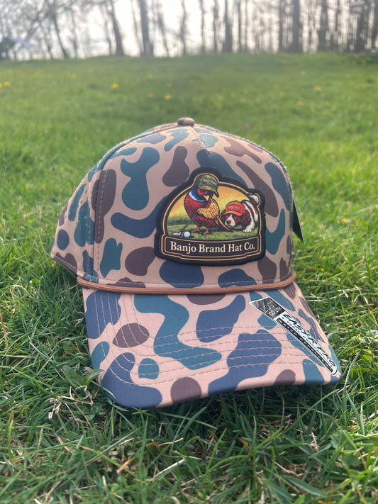 Banjo Brand Golf hat - dark brown camo - performance perforated SnapBack