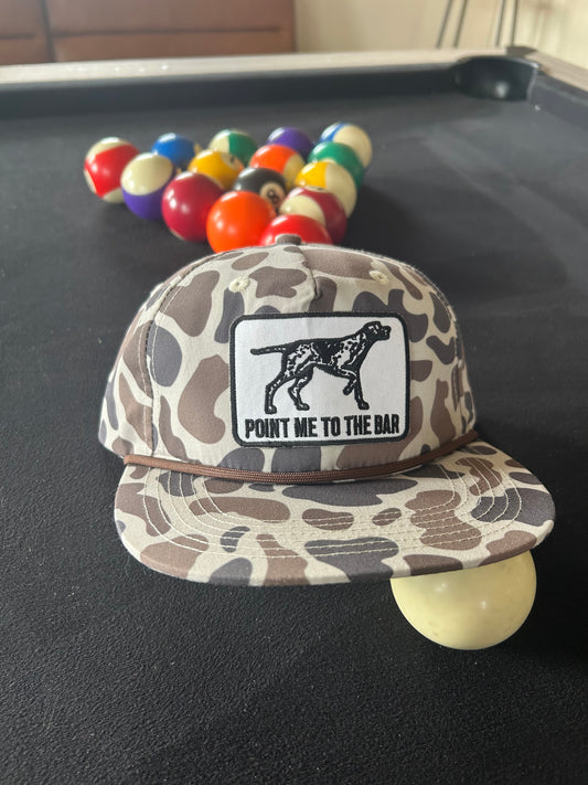 Point Me To The Bar Camo SnapBack hat