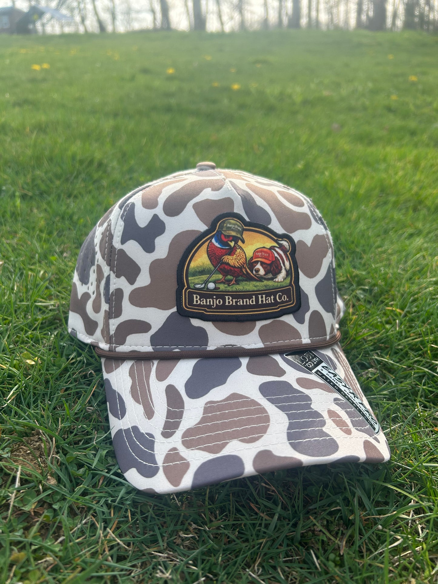 Banjo Brand Golf hat - light brown camo - performance perforated SnapBack