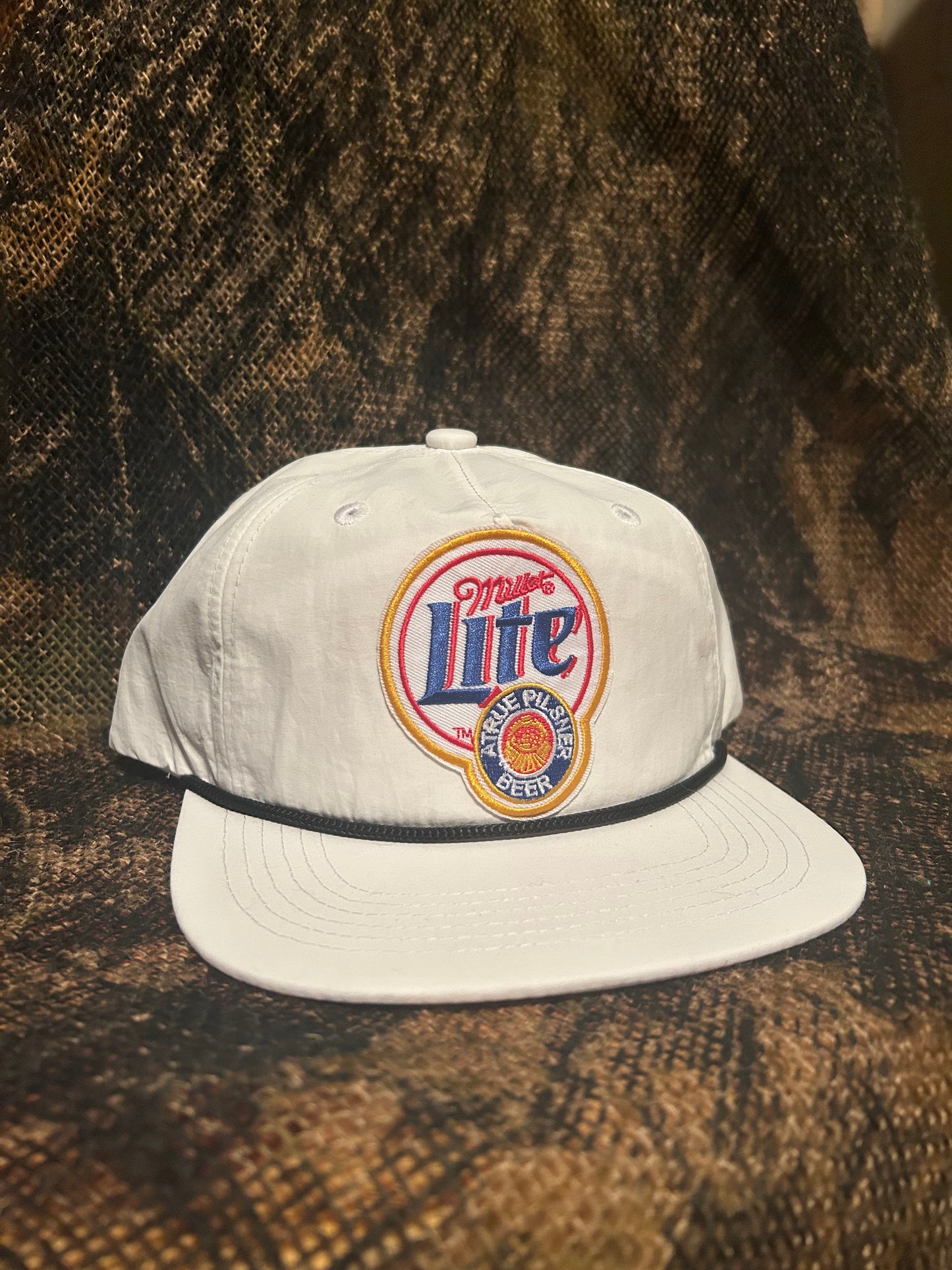 Miller Lite white ropebrim SnapBack hat