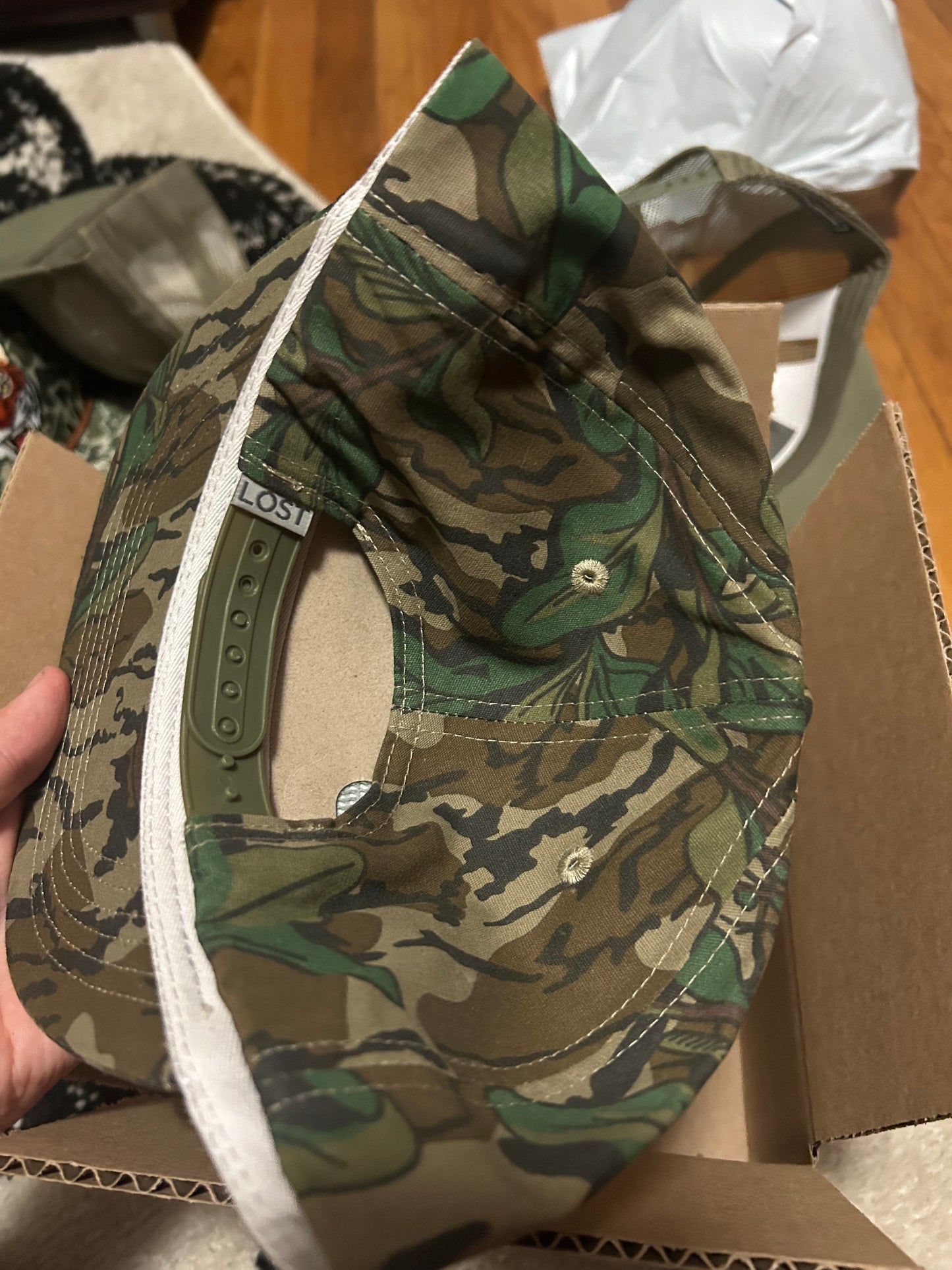 Mallard duck patch on a mossy oak greenleaf Camo Rope brim SnapBack Hat