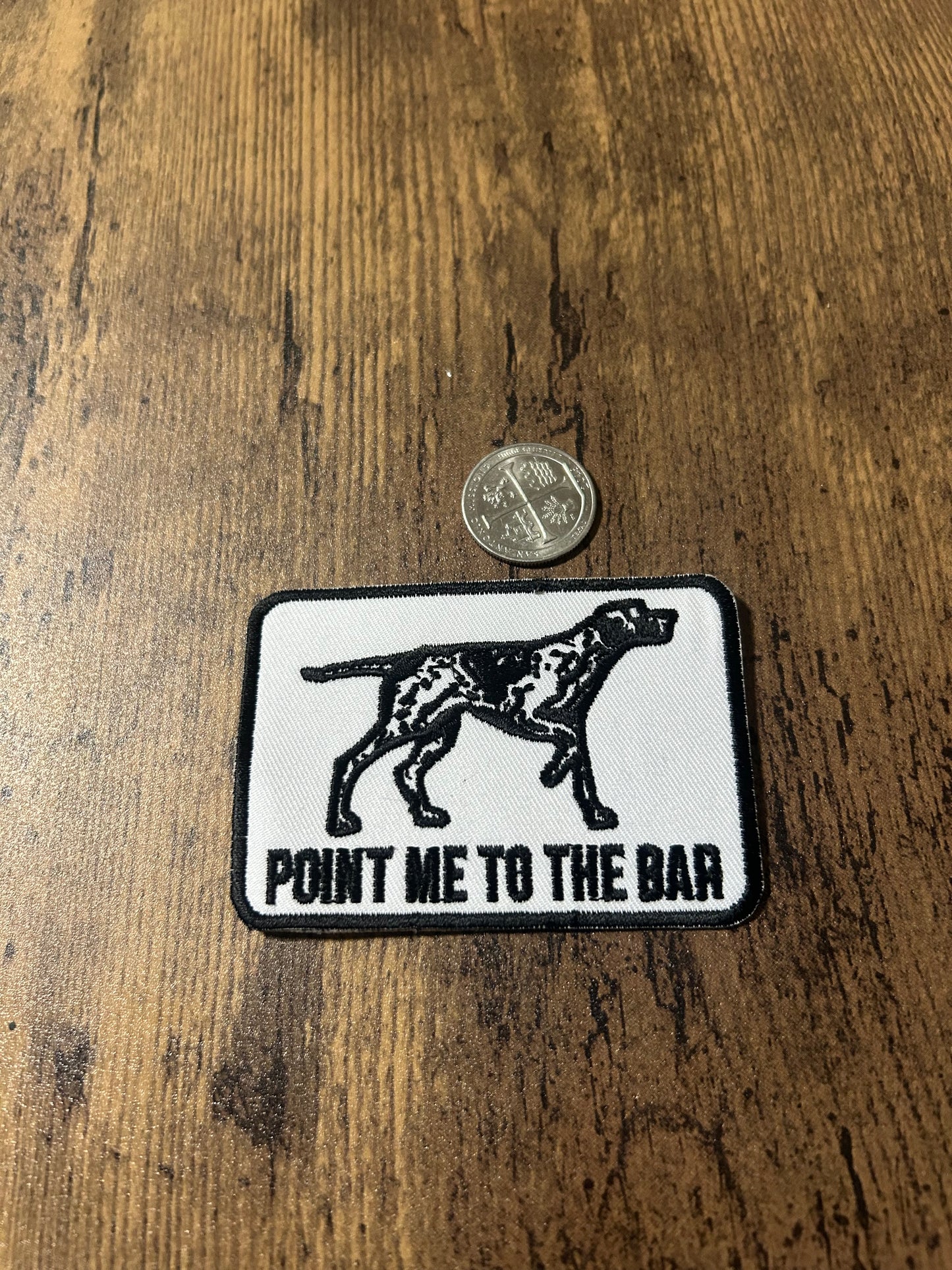 Point Me To The Bar iron on patch