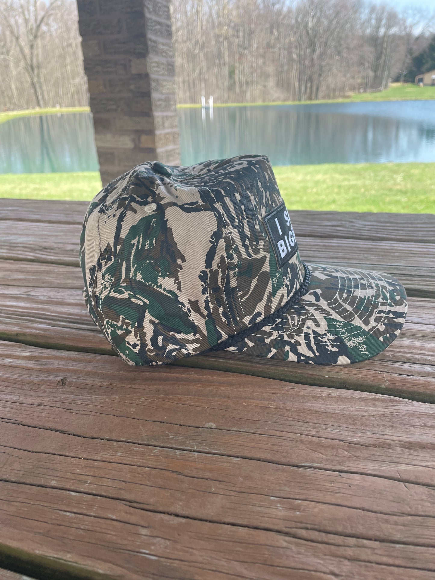 I Saw Bigfoot retro camo SnapBack hat