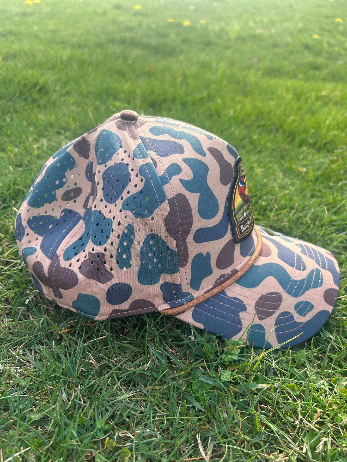 Banjo Brand Golf hat - dark brown camo - performance perforated SnapBack