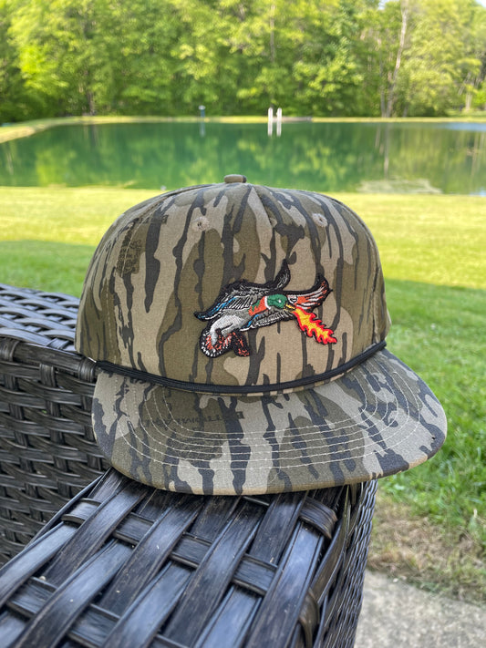 Fire Breathing Mallard duck Camo SnapBack hat