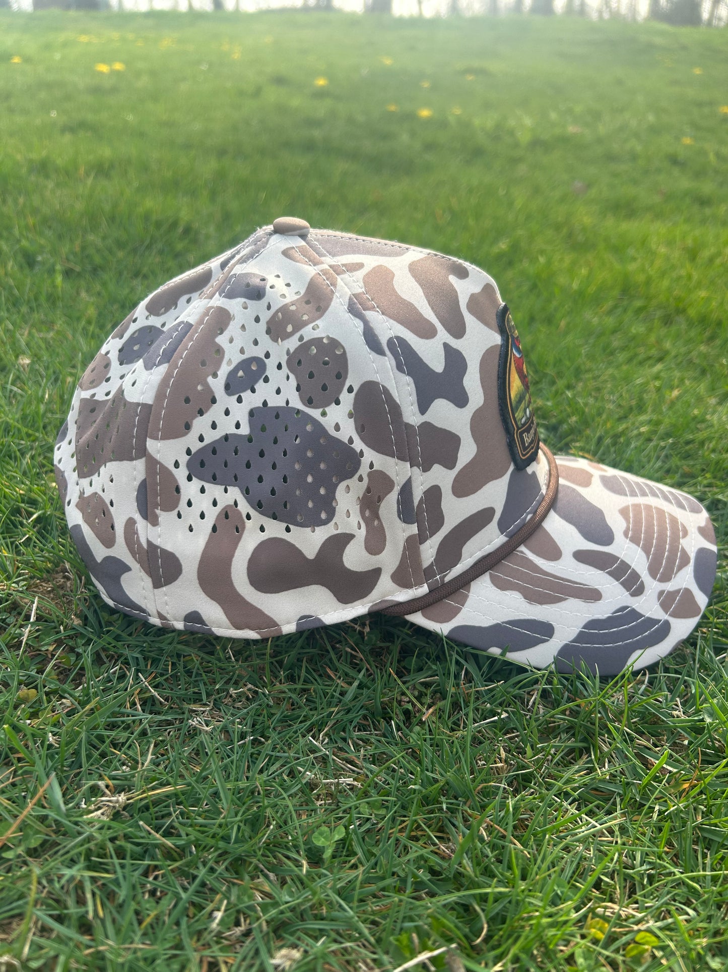 Banjo Brand Golf hat - light brown camo - performance perforated SnapBack