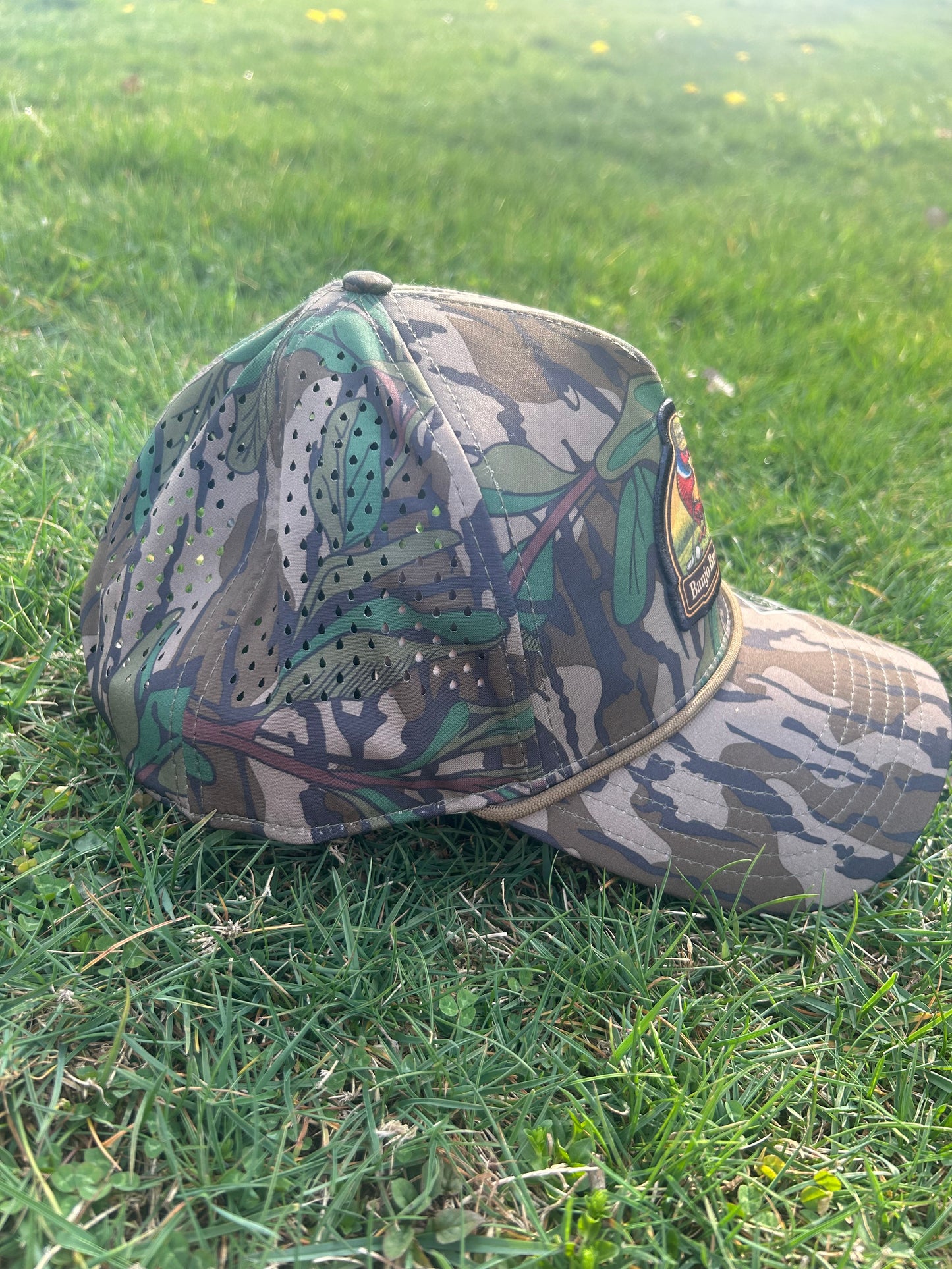 Banjo Brand Golf hat - Mossy Oak Greenleaf camo - performance perforated SnapBack
