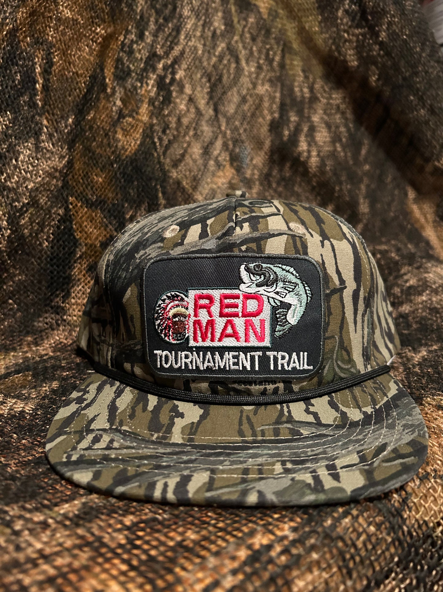 Red Man Tournament Trail retro camo snapback hat