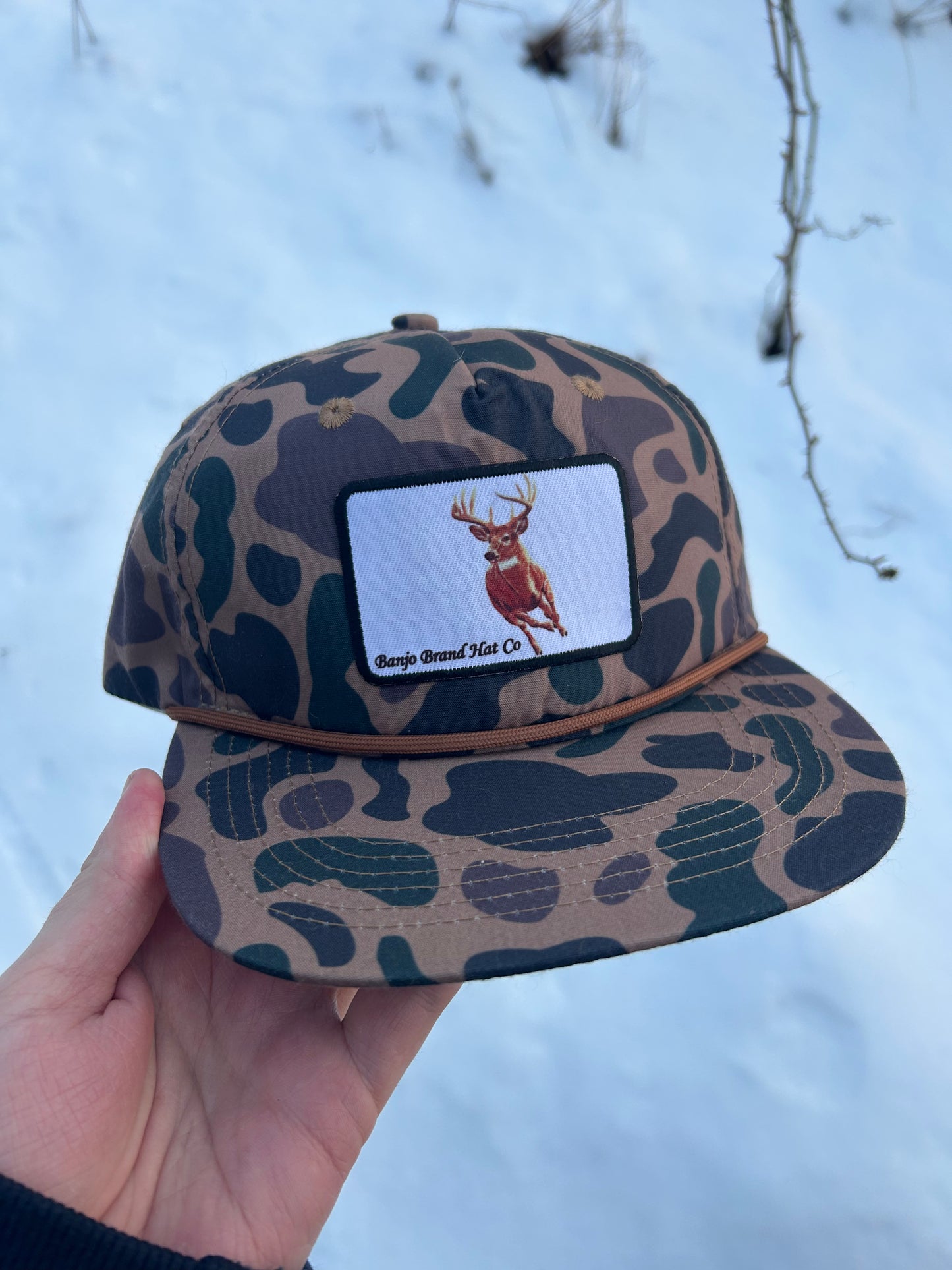 Whitetail buck BBHC duck camo SnapBack hat