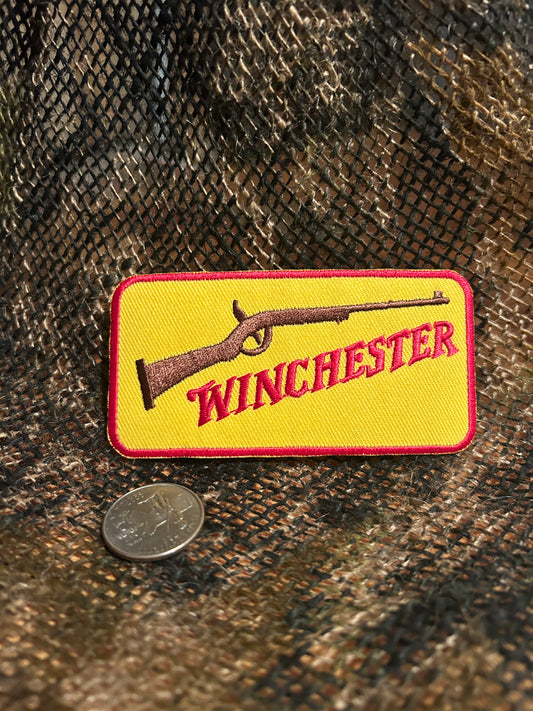 Winchester vintage iron on patch yellow