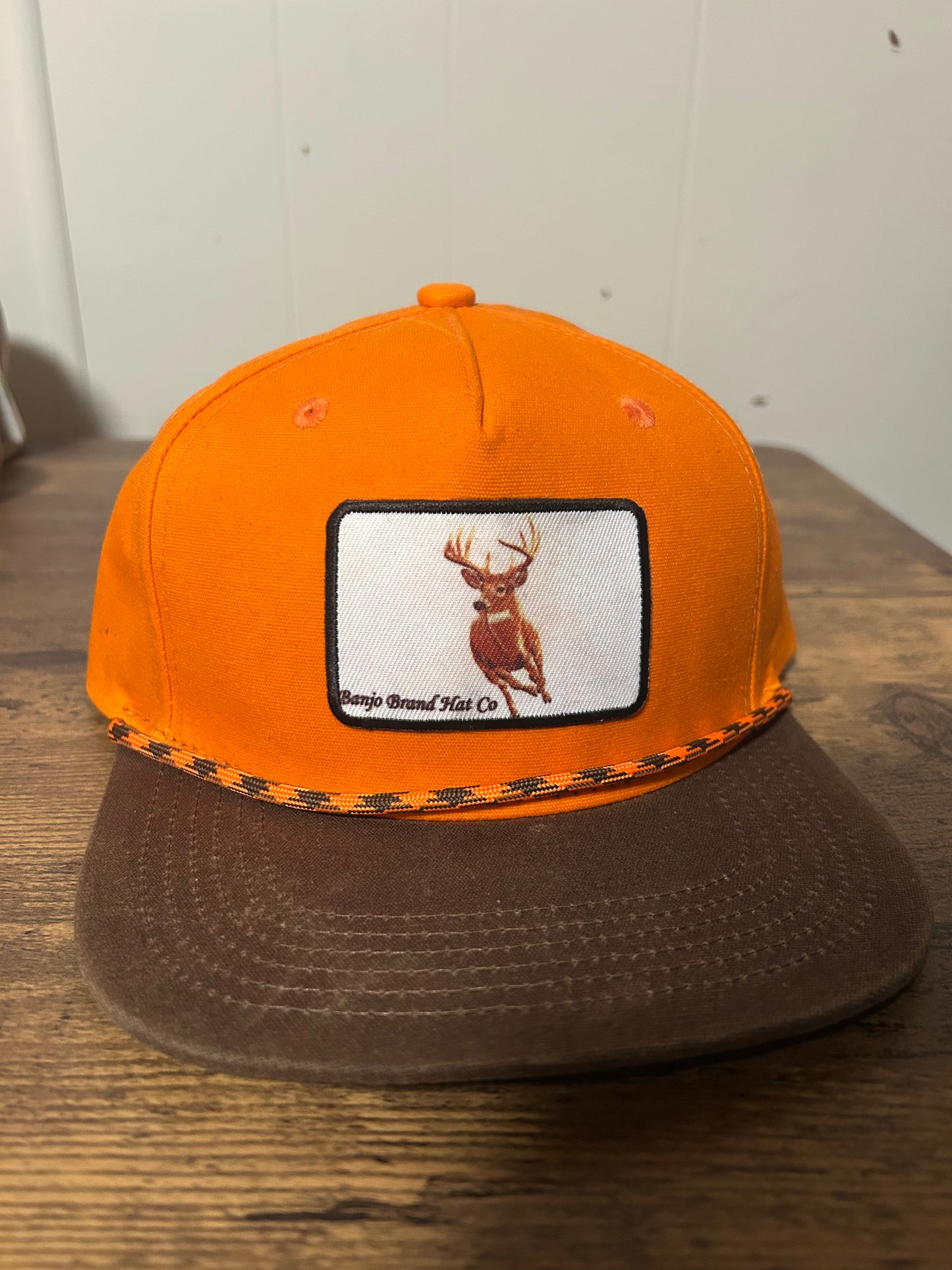 Whitetail buck BBHC blaze Orange waxed SnapBack hat
