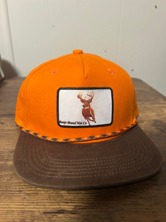 Whitetail buck BBHC blaze Orange waxed SnapBack hat