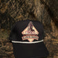 Coors Cowboy club Ranch rodeo patch on a black white ropebrim trucker hat