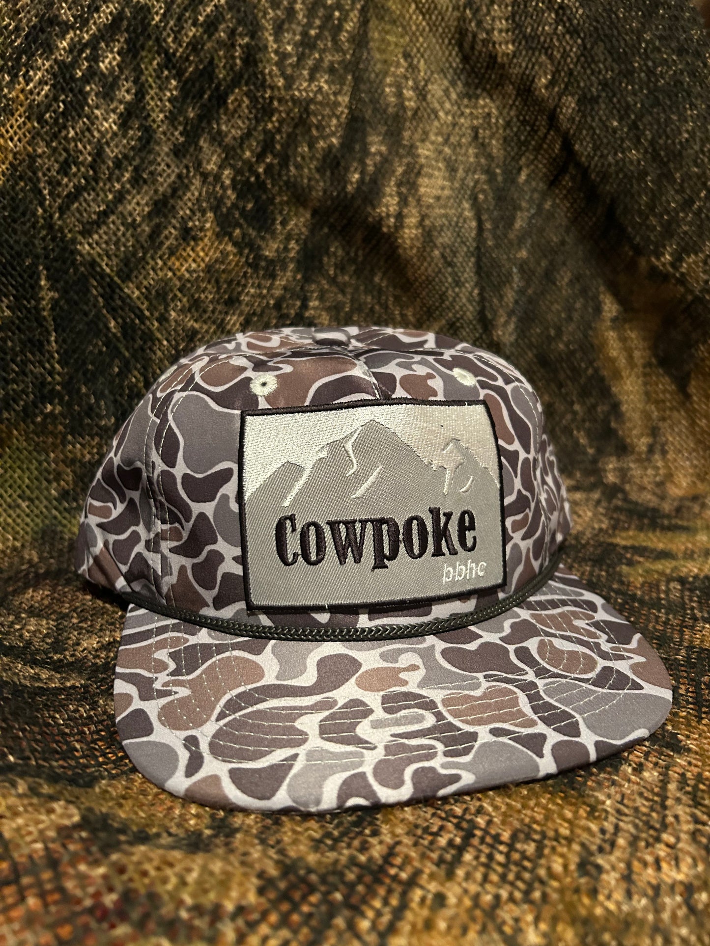 Cowpoke Smokeshow Camo ropebrim SnapBack hat