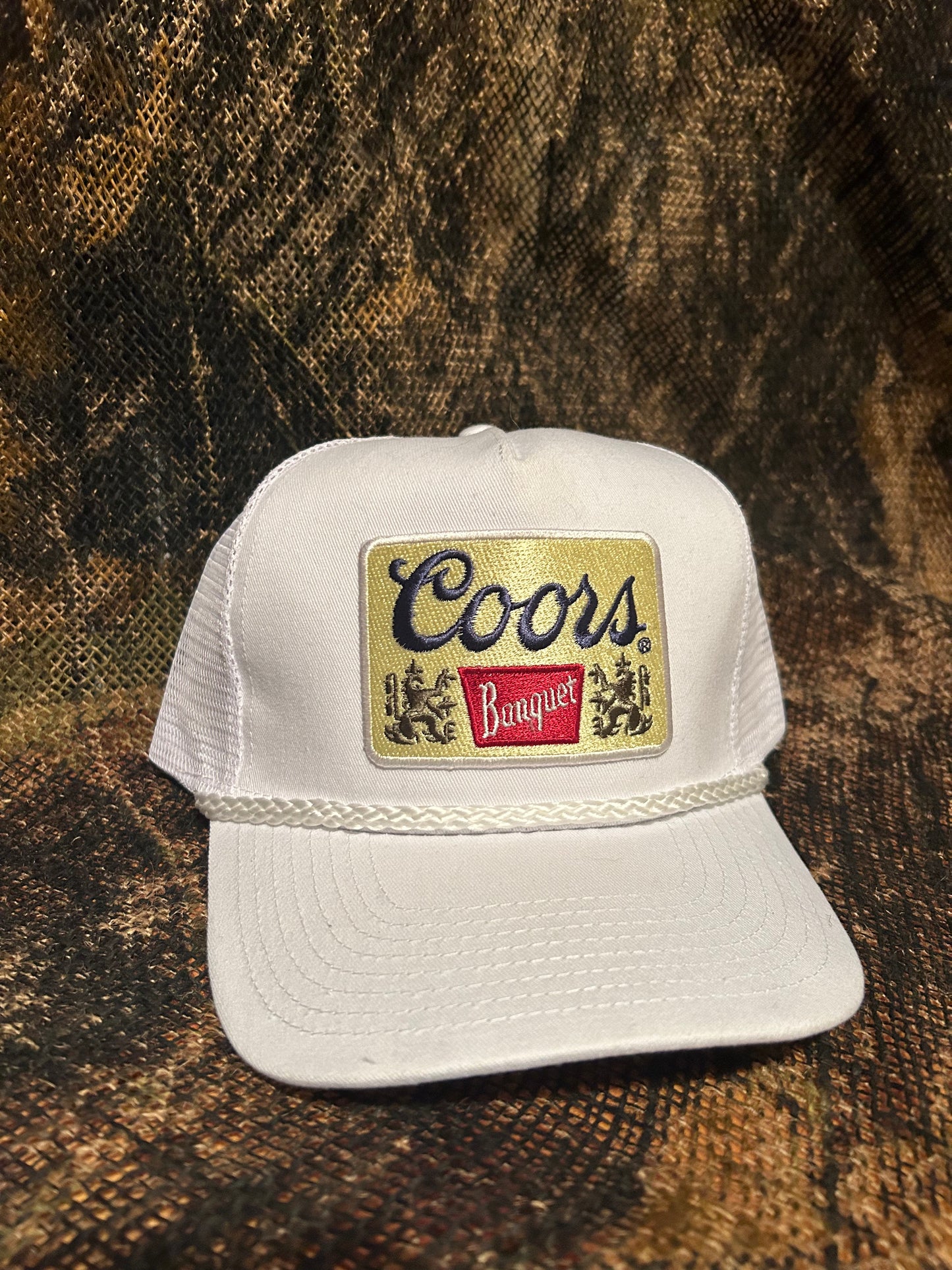 Coors Banquet white rope-brim trucker hat