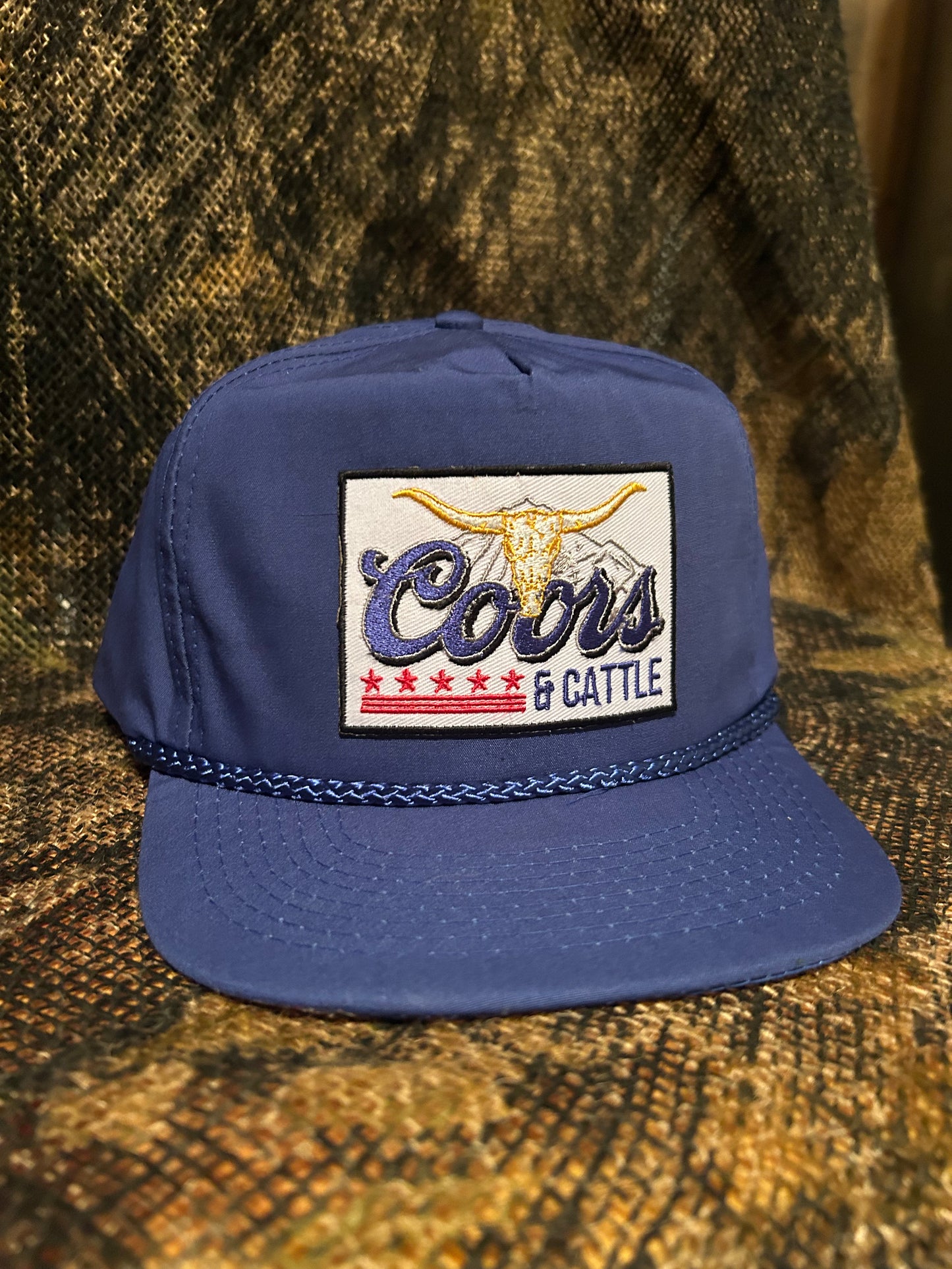 Coors & Cattle Blue ropebrim leather buckle adjustable hat
