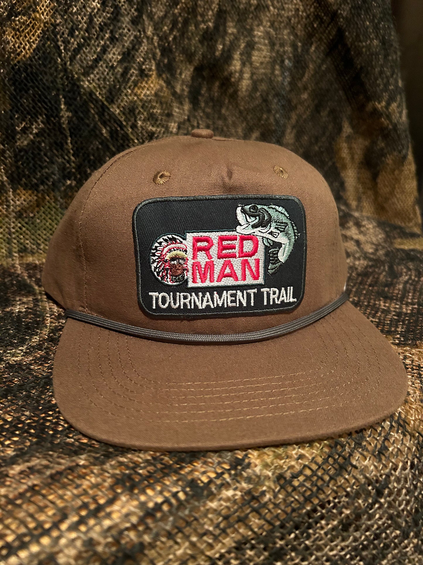 Red Man Tournament Trail retro tobacco brown snapback hat