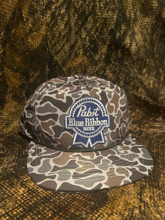 Pabst blue ribbon smoke camo SnapBack hat