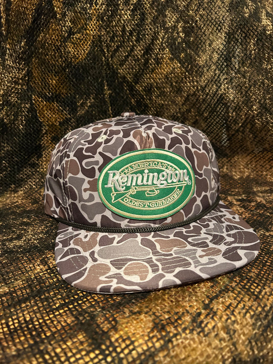 Remington patch on a Smokeshow ropebrim SnapBack hat