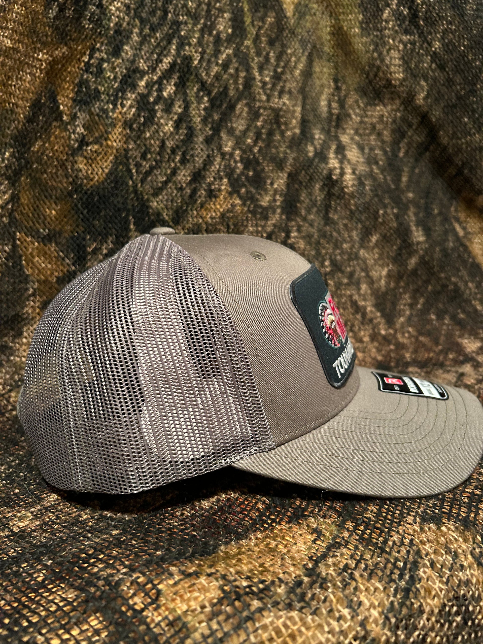 Red Man Tournament Trail Olive Green Richardson 112 Trucker Hat - Bass Fishing Tobacco