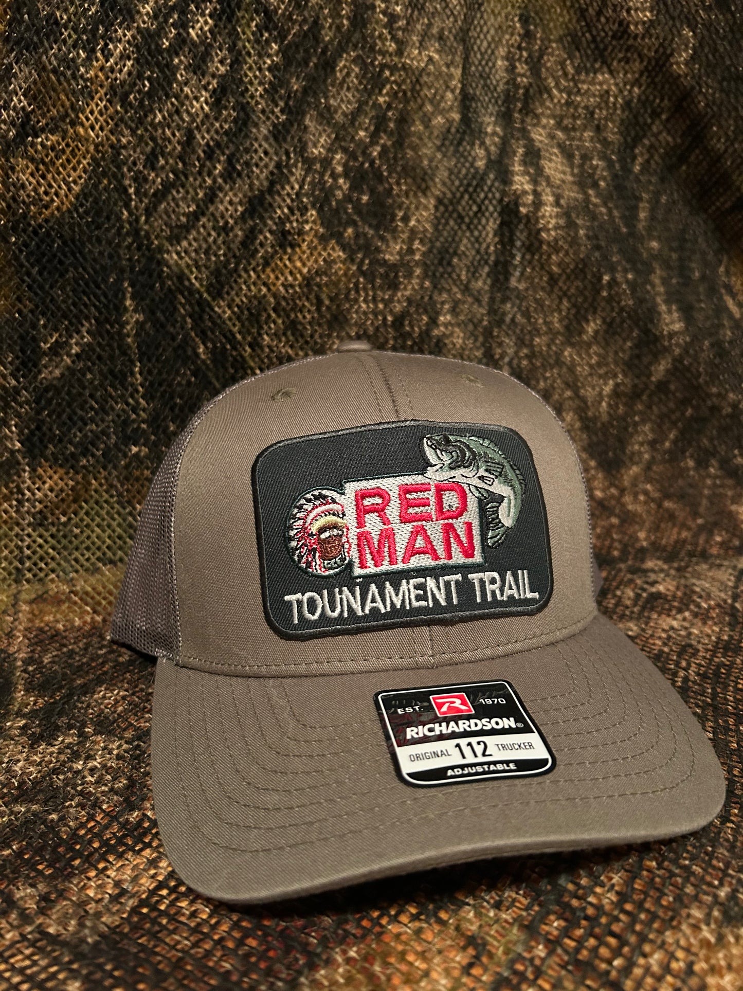 Red Man tournament Trail Olive green Richardson 112 trucker hat