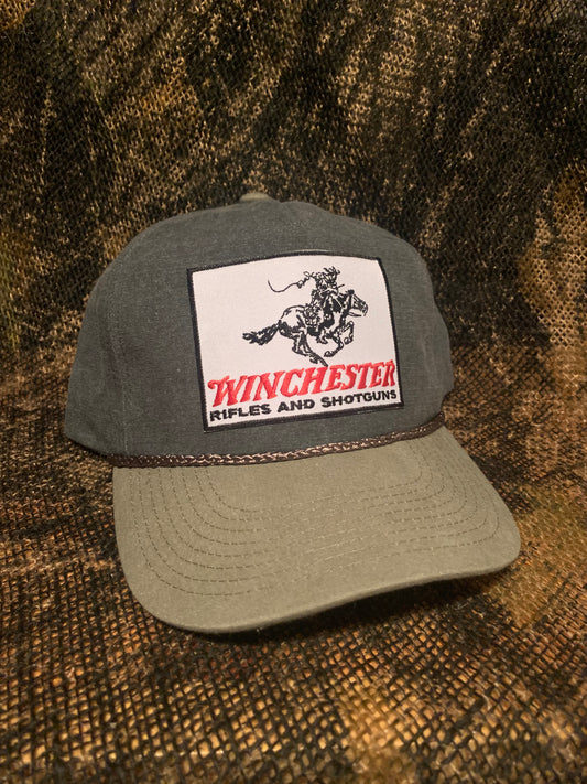 Winchester Patch on a gray rope brim snapback