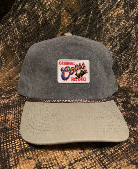 Original Coors Rodeo Patch on gray & tan rope brim snapback hat